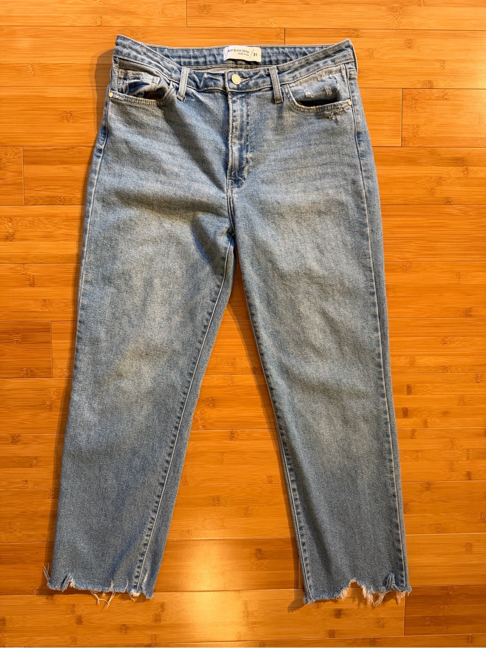 Just Black Denim Vintage Straight Leg Jeans — Size 31 — Frayed Hem 27” Inseam - Picture 5 of 14